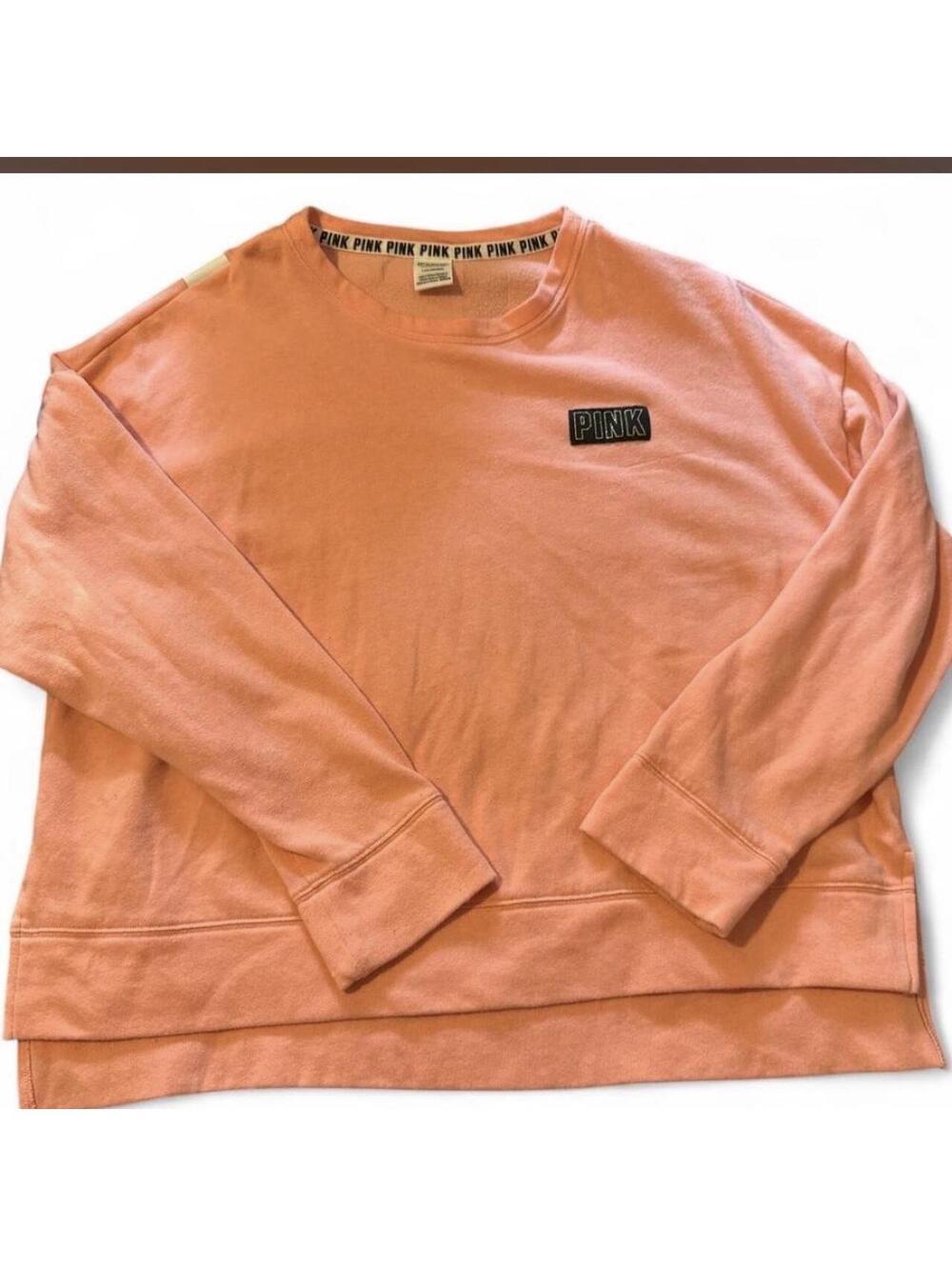 Victoria's Secret PINK Peach Orange Oversized Crewneck Sweatshirt size large Y2K